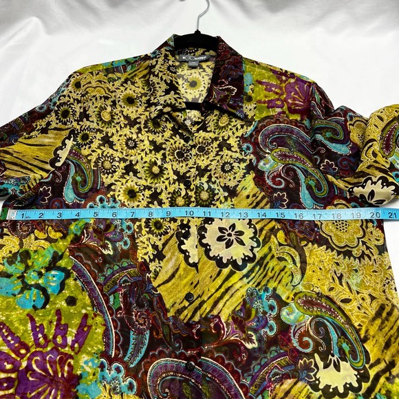Vintage GOSilk Petite Blouse Button Front Paisley Women’s Size PM - Picture 8 of 9